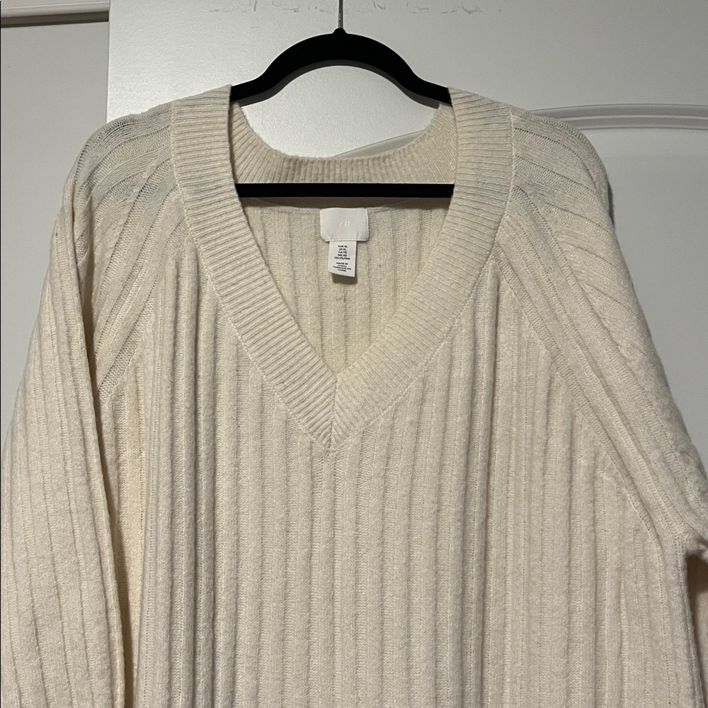 H&M Cream Ribbed Midi Dress - Picture 3 of 3